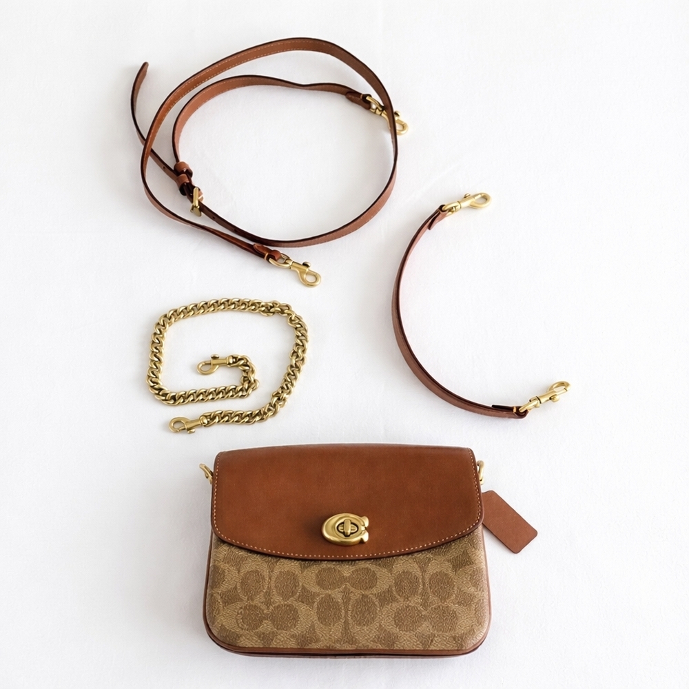 Coach Cassie 19 Crossbody โ Signature Canvas + Leather โ 3 Straps EUC - Picture 5 of 16